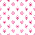 Valentine`s Day vector seamless pattern; cute holiday design with heart-shape padlocks. Royalty Free Stock Photo